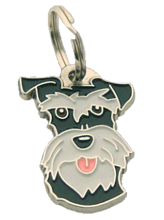 Schnauzer preto e prata <br> (placa de identificação para cães, Gravado incluído)